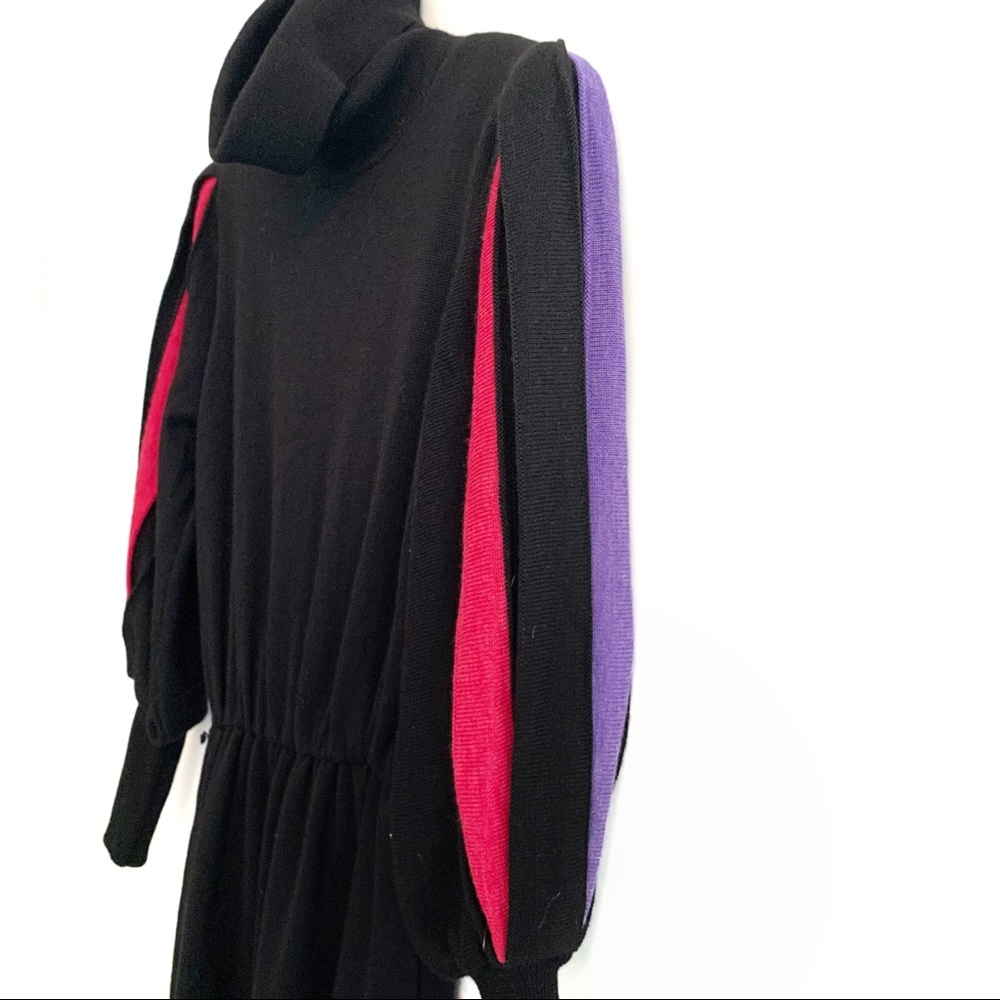 MISS BERGDORF NOW VINTAGE BLACK TURTLE NECK DRESS - Picture 4 of 7